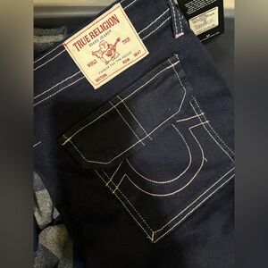 True Religion Womens Dark Blue Slim Cargo Jeans